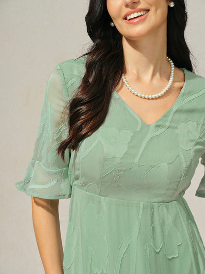 Ruffle Flutter Lace Maxi Dress