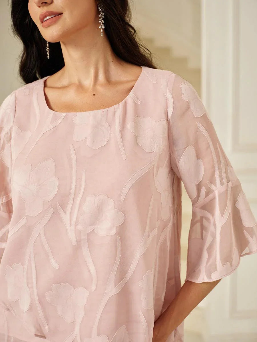 Dressy Chiffon Asymmetric Hem Blouse