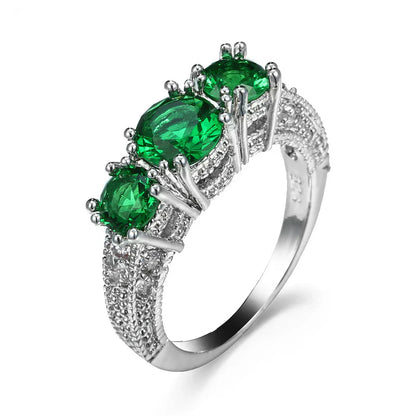Shiny Timeless Emerald Stones Ring - LEESTIA
