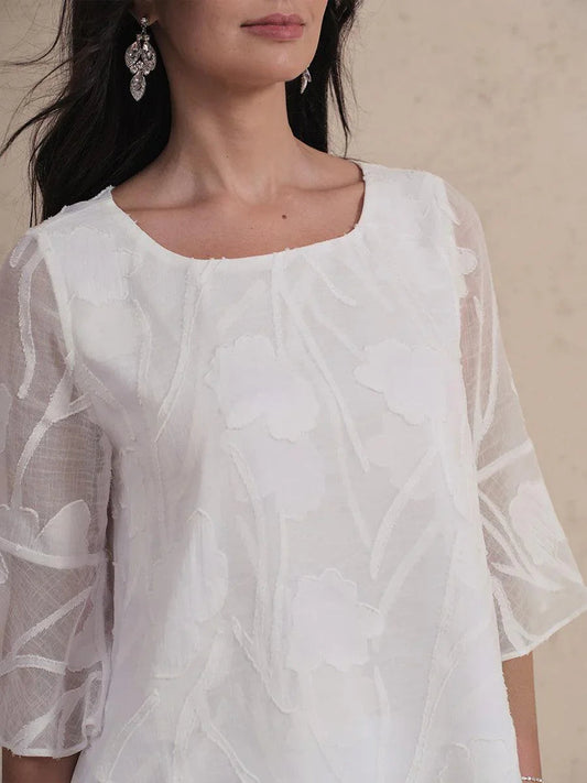 Dressy Chiffon Asymmetric Hem Blouse