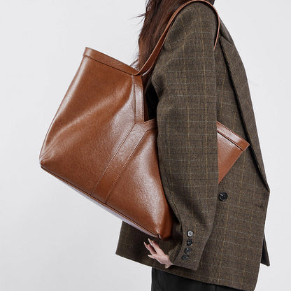 Korean Style Autumn Genuine Leather Tote Bag