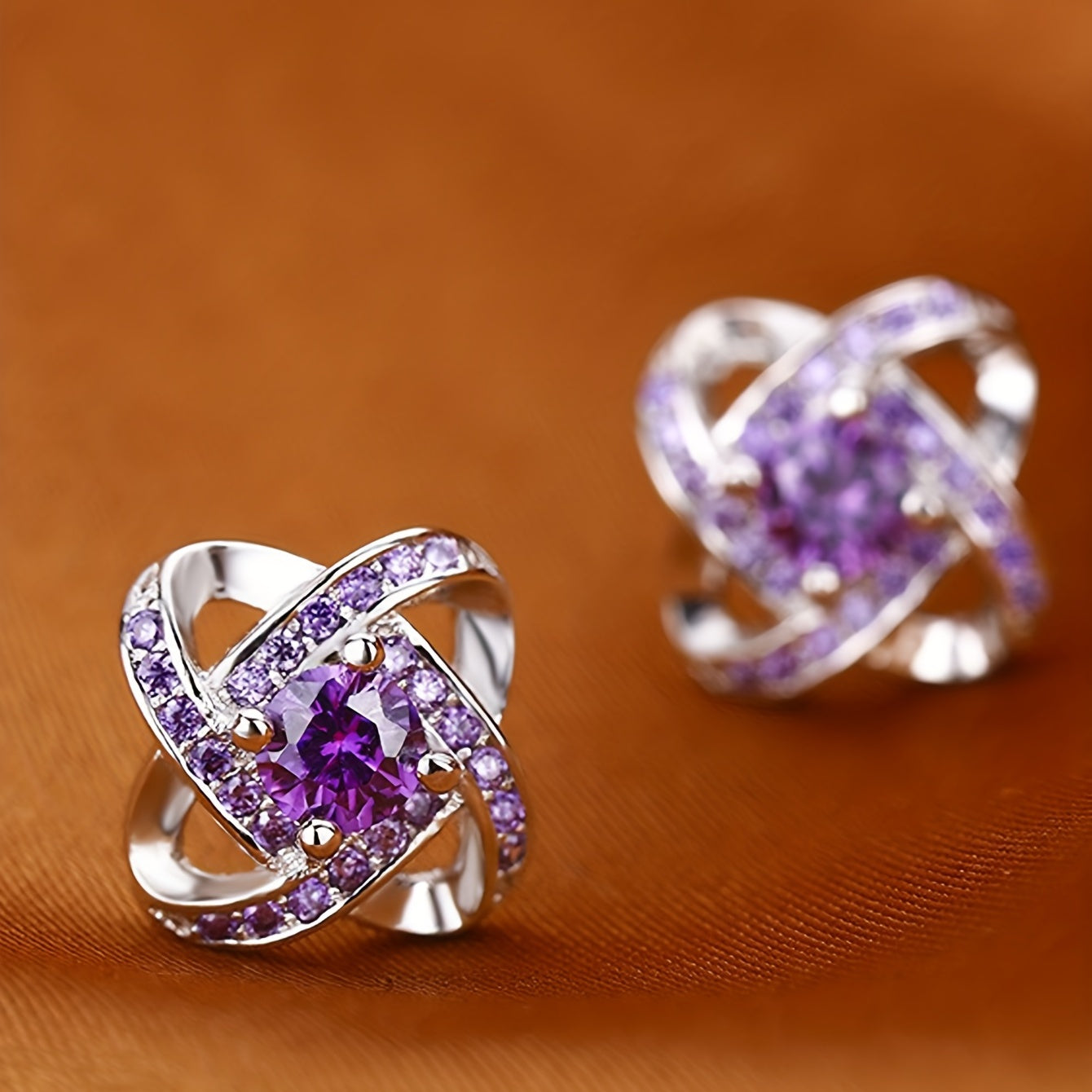 Purple Four-Leaf Clover Earrings - LEESTIA