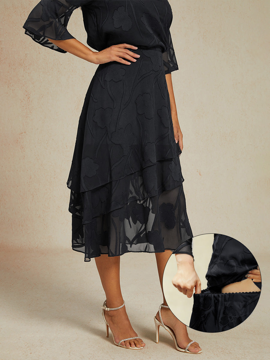 Floral Chiffon Midi Skirt