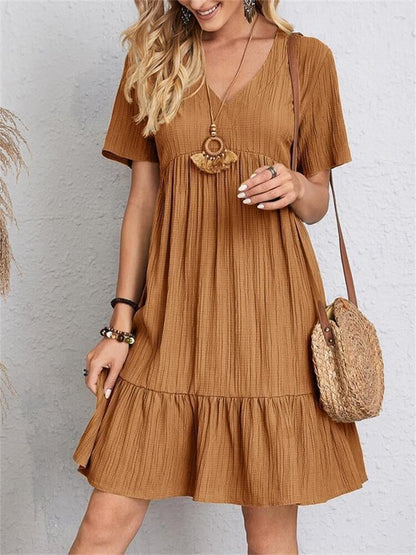 Vintage V-neck Dress for Women