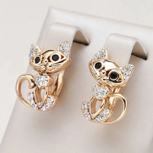 Elegant Cat Zirconia Earrings - LEESTIA