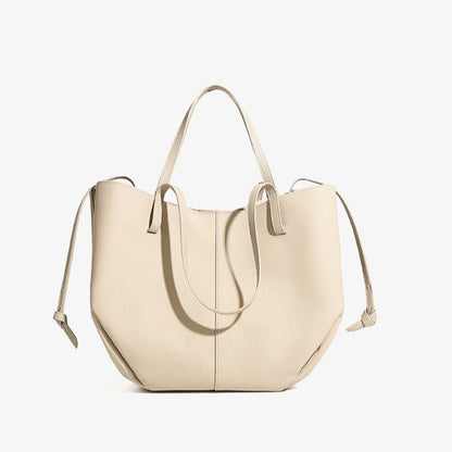 Elegant Genuine Pebbled Leather Tote Bag with Pouch