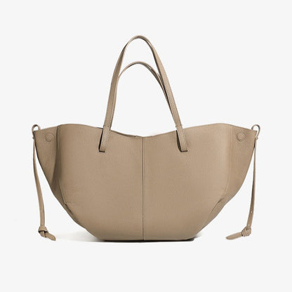 Elegant Genuine Pebbled Leather Tote Bag with Pouch