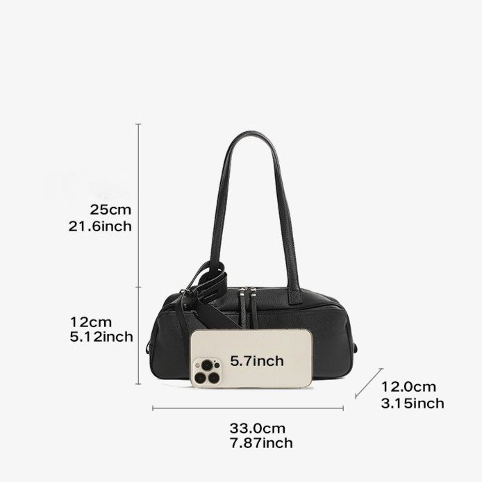 Women's Genuine Pebbled Leather Shoulder Handbag