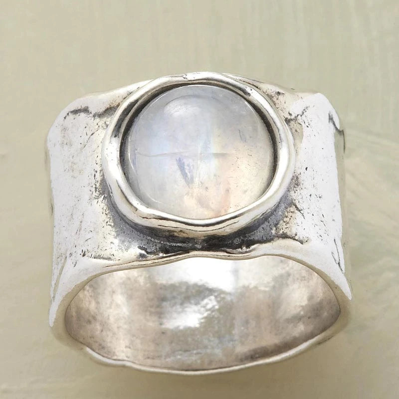 Silver Moonstone Ring - LEESTIA