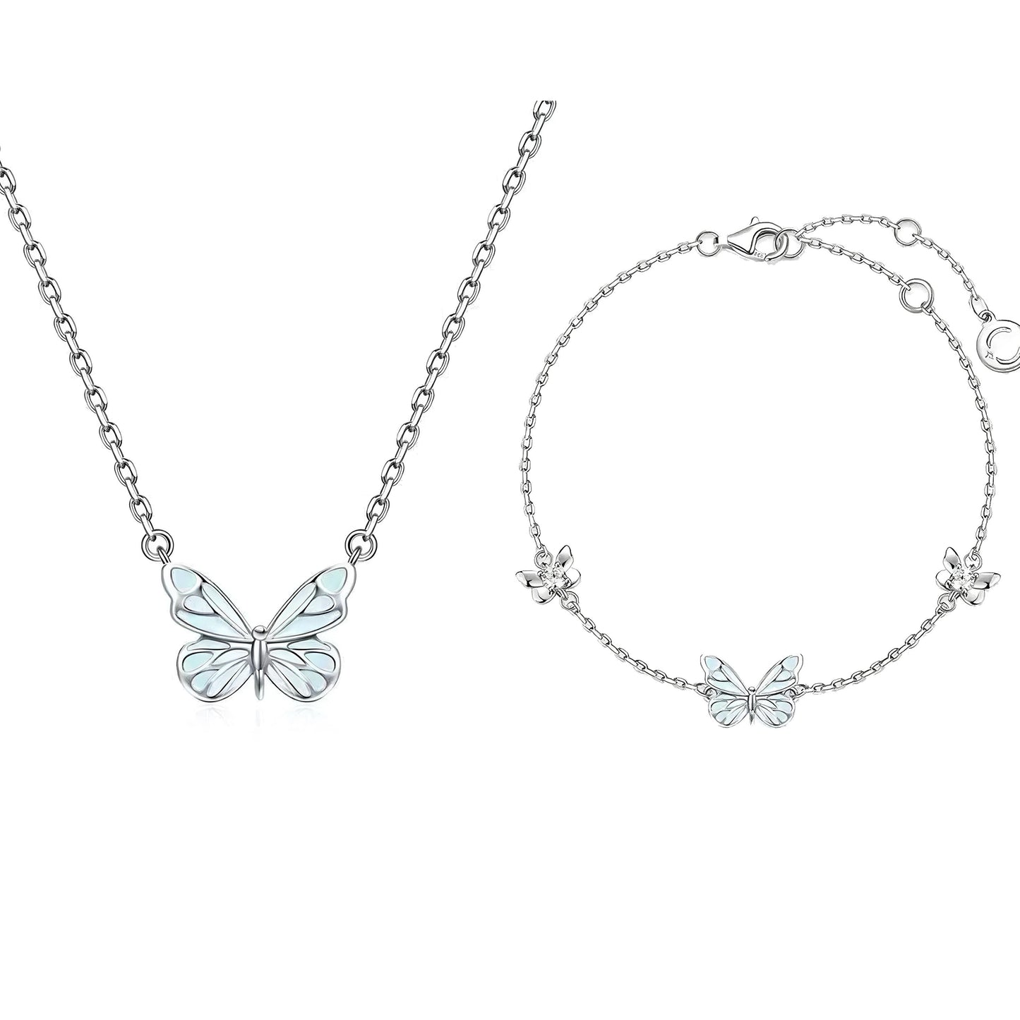 Dreamy Blue Butterfly Jewelry 2-in-1 Set