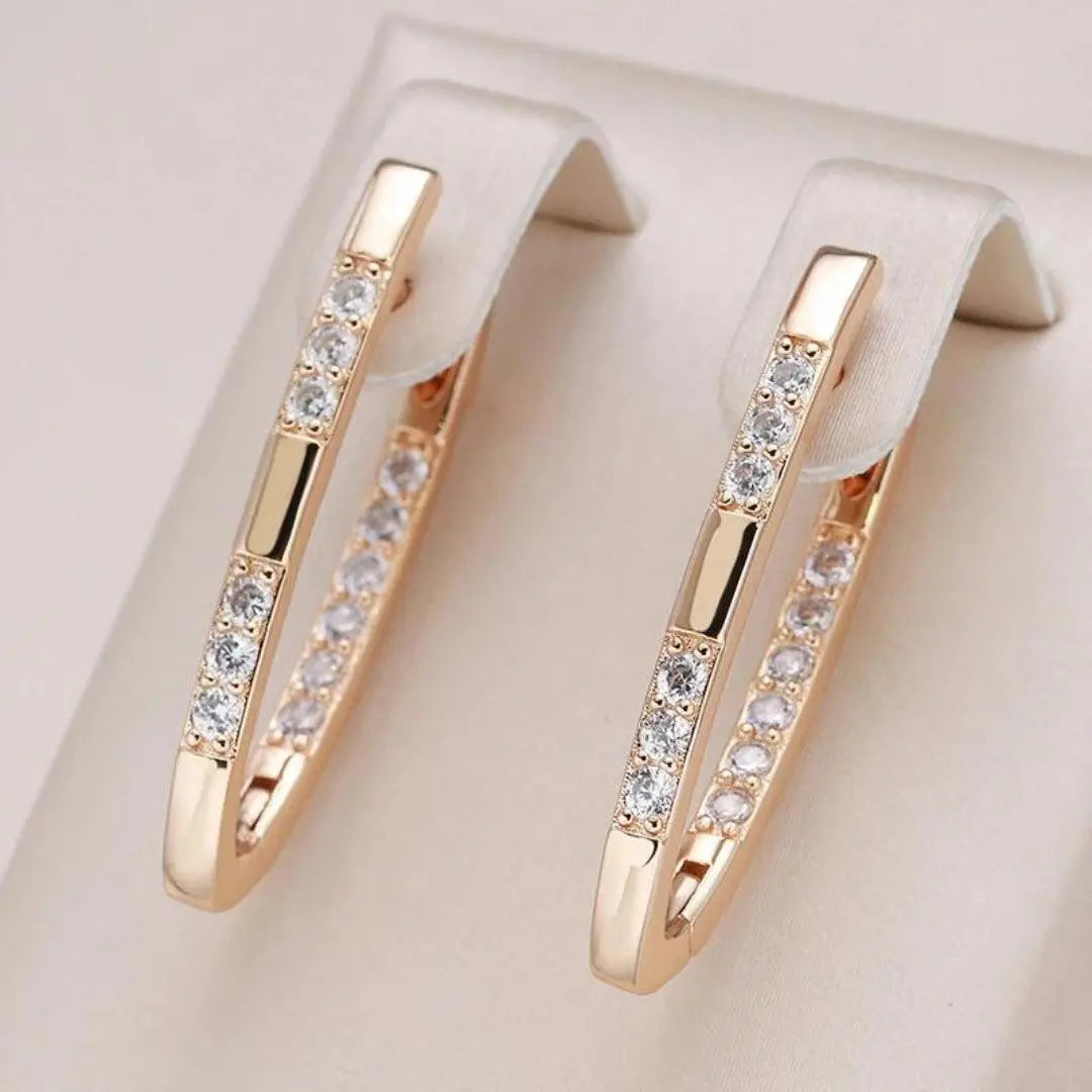 Sophisticated Earrings with Zirconia Stones - LEESTIA