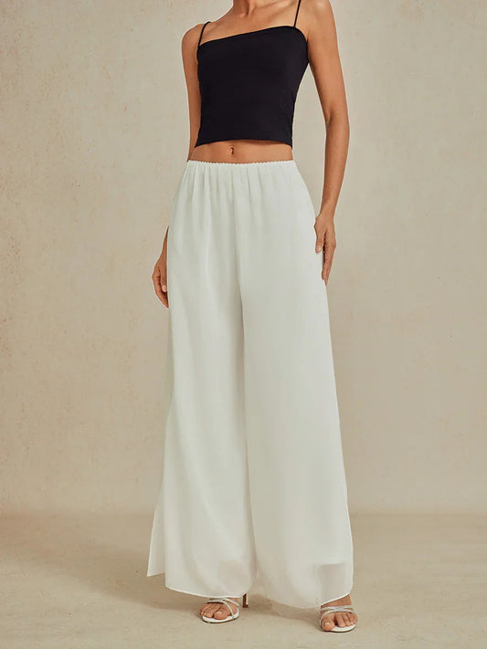 Straight Leg Pant With Chiffon Split Leg Overlay