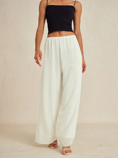 Straight Leg Pant With Chiffon Split Leg Overlay