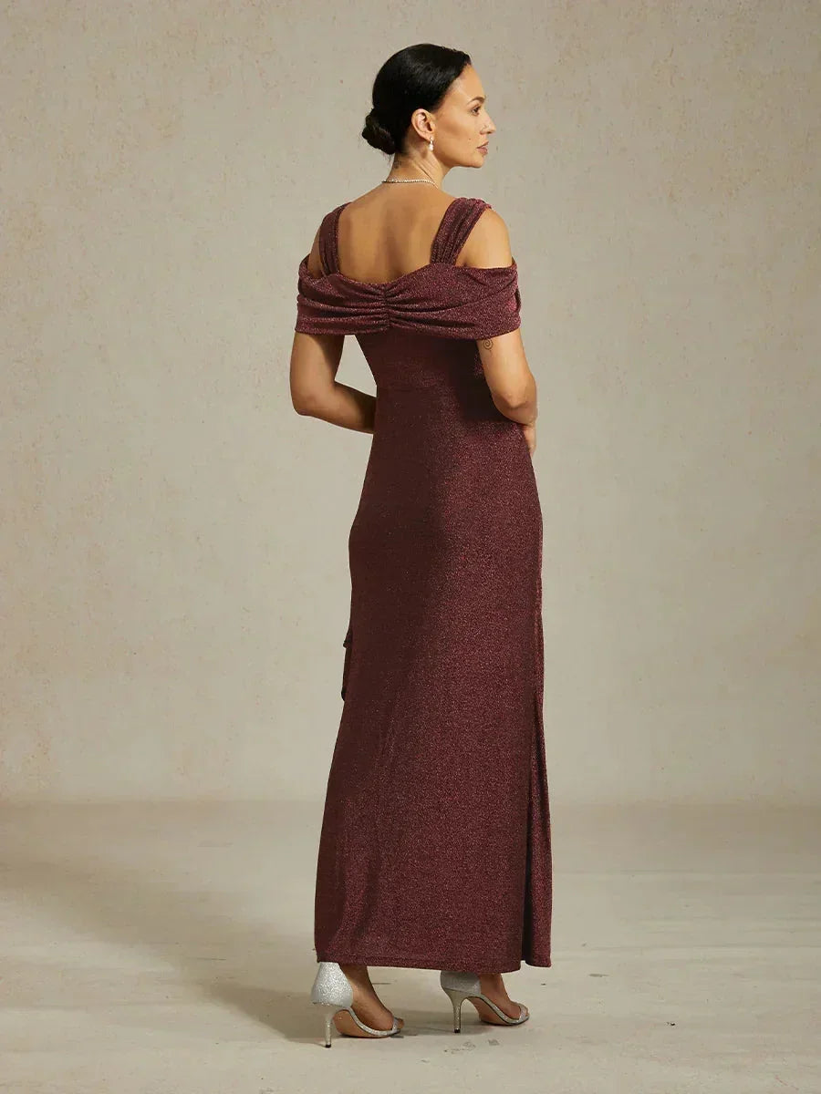 Cold Shoulder Glitter Metallic Knit Dress