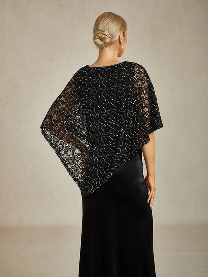 Shimmering Sequin Lace Cape Top