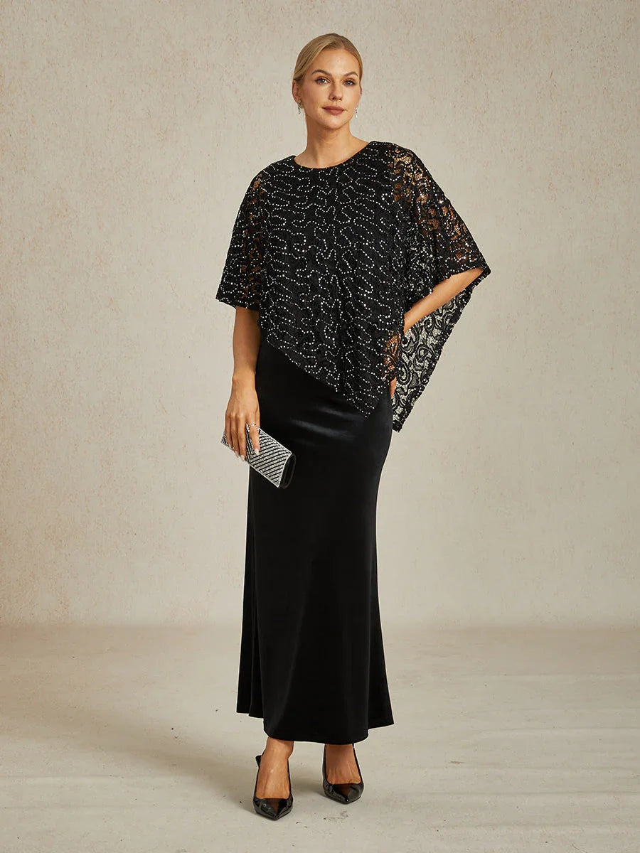 Shimmering Sequin Lace Cape Top