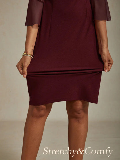 Elegant Sheath Cocktail Dress with Embellished Illusion Mesh Neckline