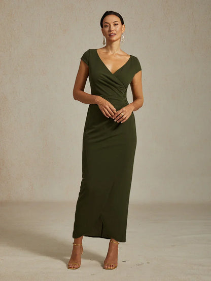 Elegant Wrap Dress with Rhinestone