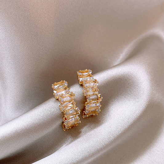 Elegant Gold Earrings with Zirconia Sparkle - LEESTIA