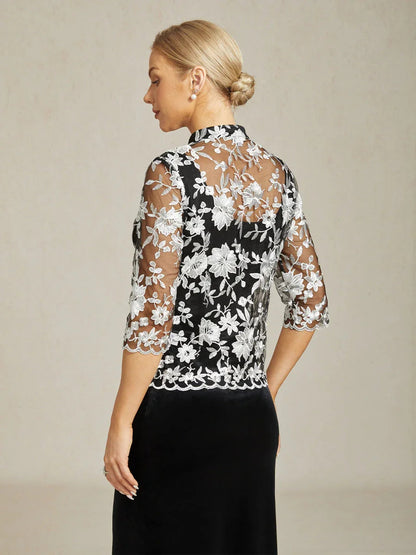 Embroidered Lace Jacket and Knit Tank Twinset