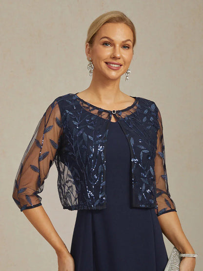 Floral Embroidered Lace Jacket with Rhinestone Clasp