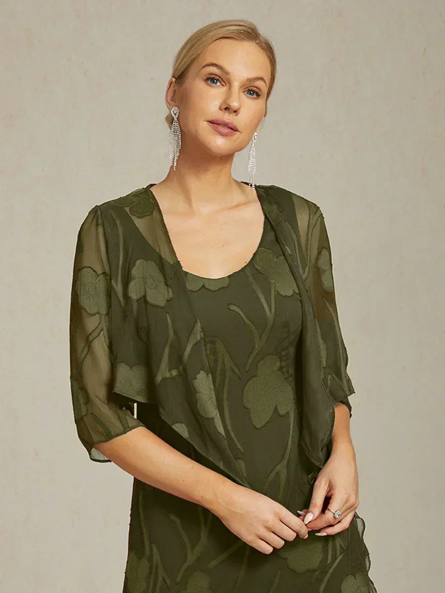 Floral Sheer Chiffon 3/4 Sleeve Shrug