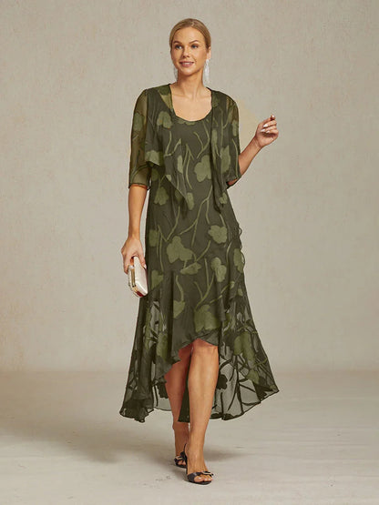 Floral Sheer Chiffon 3/4 Sleeve Shrug