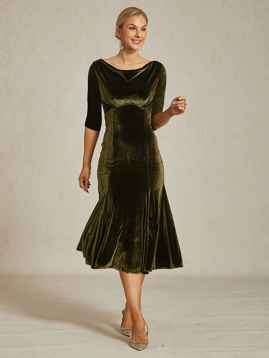 High-Stretch Velvet Midi Dress