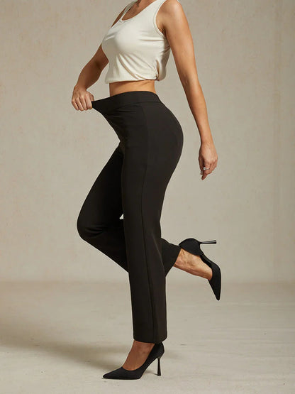 High Stretch Bootcut Pants with Slimming Leg Shape and Mid Rise with Pockets