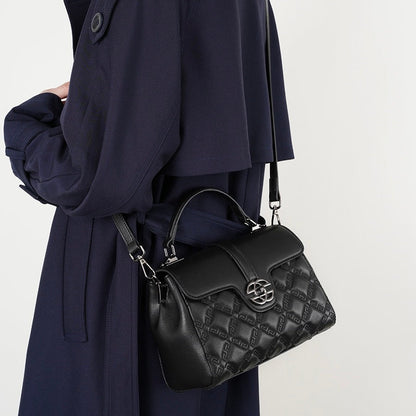 Commuter Genuine Leather Embossed Tote Crossbody Bag