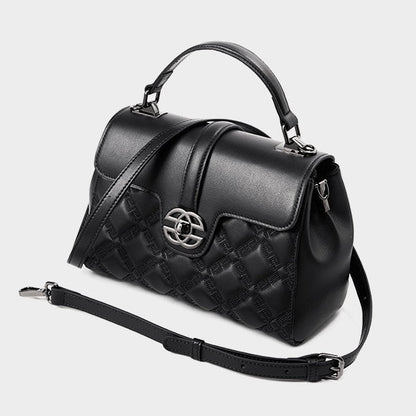 Commuter Genuine Leather Embossed Tote Crossbody Bag