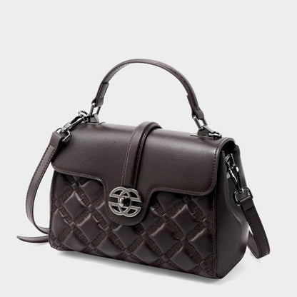 Commuter Genuine Leather Embossed Tote Crossbody Bag