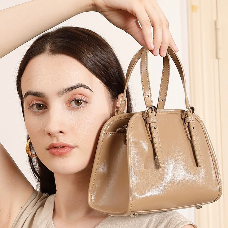 Genuine Leather Bowling Commuter Large Capacity Shoulder Clutch Bag