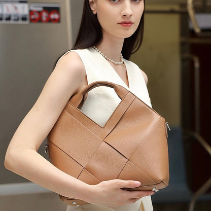 Women's Genuine Leather Woven Handbag