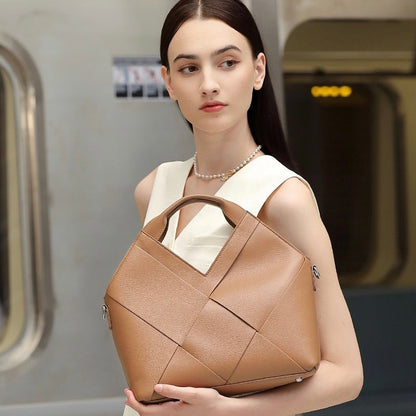 Women's Genuine Leather Woven Handbag