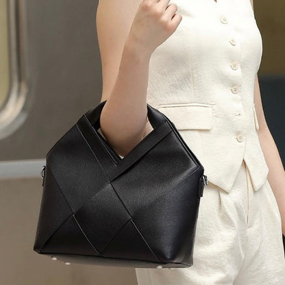 Women's Genuine Leather Woven Handbag