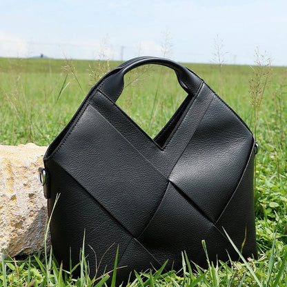 Women's Genuine Leather Woven Handbag