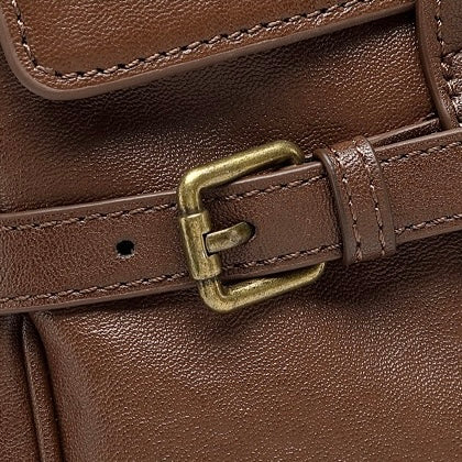 Women's Vintage Luxe Leather Bag with Buckle Accents