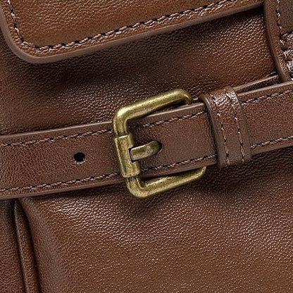 Women's Vintage Luxe Leather Bag with Buckle Accents