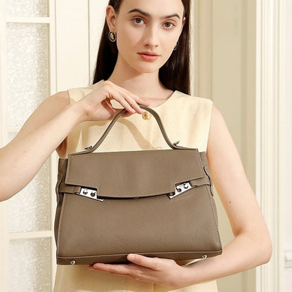 Women's Genuine Leather Minimalist Stylish Large Capacity Tote Shoulder Bag