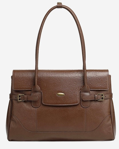 Women's Vintage Luxe Leather Bag with Buckle Accents