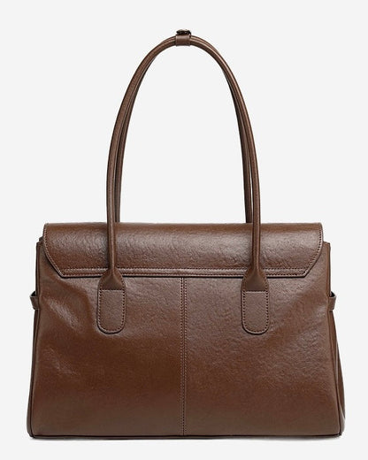 Women's Vintage Luxe Leather Bag with Buckle Accents