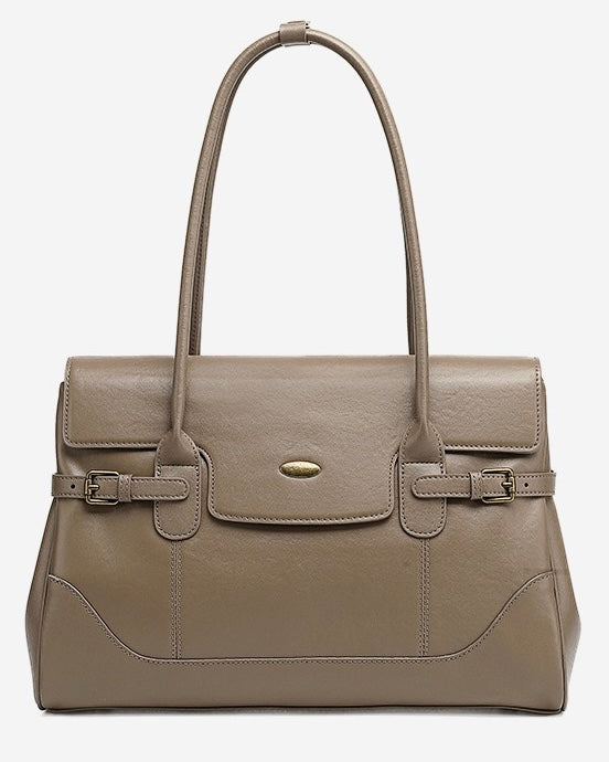 Women's Vintage Luxe Leather Bag with Buckle Accents