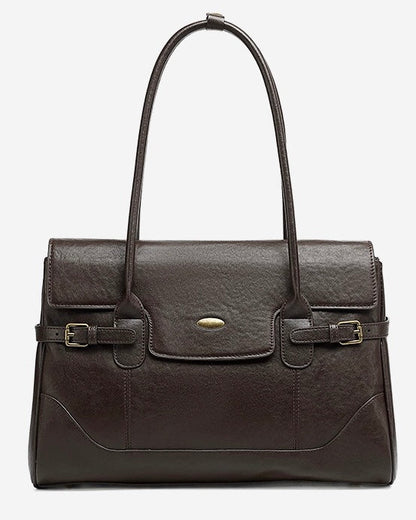 Women's Vintage Luxe Leather Bag with Buckle Accents