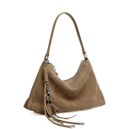 Suede Luxe Hobo Bag with Braided Detail & Tassel Accent