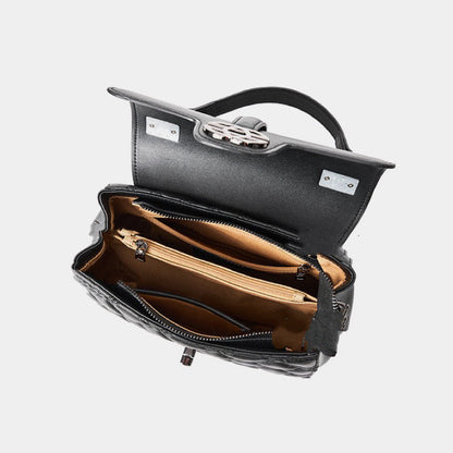 Commuter Genuine Leather Embossed Tote Crossbody Bag