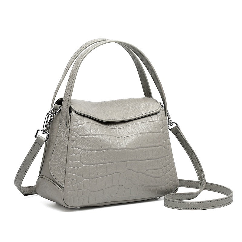 Women's Genuine Leather Croc-Embossed Crossbody Bag