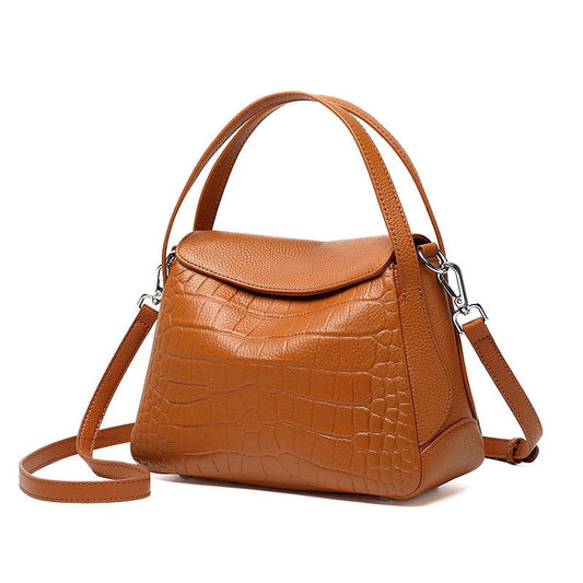 Women's Genuine Leather Croc-Embossed Crossbody Bag