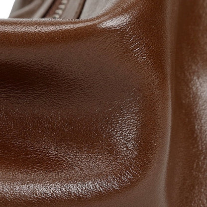 Braided-Handle Genuine Saddle Leather Hobo Bag