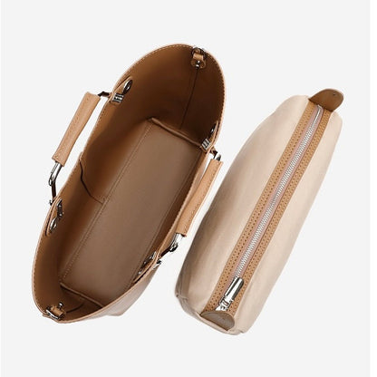 Genuine Leather Arch-Handle Minimalist Commuter Crossbody Bag